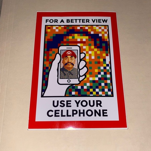 SPACE INVADER Rubik Cubism “For a Better View Use Your Phone” Sticker NEW Rare - Picture 1 of 6